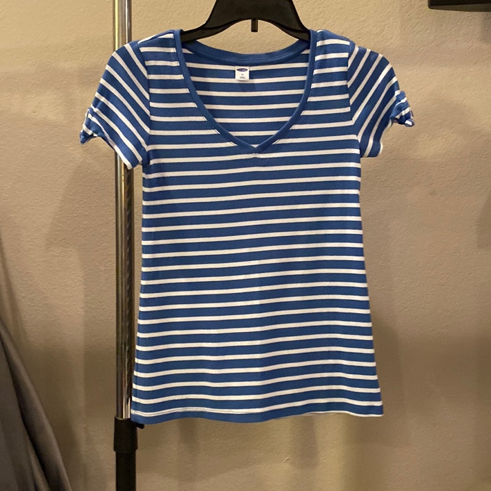 Blue/ white striped top, size XS